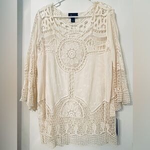 AB Studio Ivory Crochet Lace Blouse